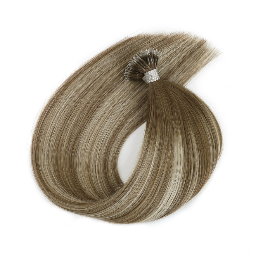 Virgin Nano Ring Hair Extensions Rooted Highlight R3-P3/60#