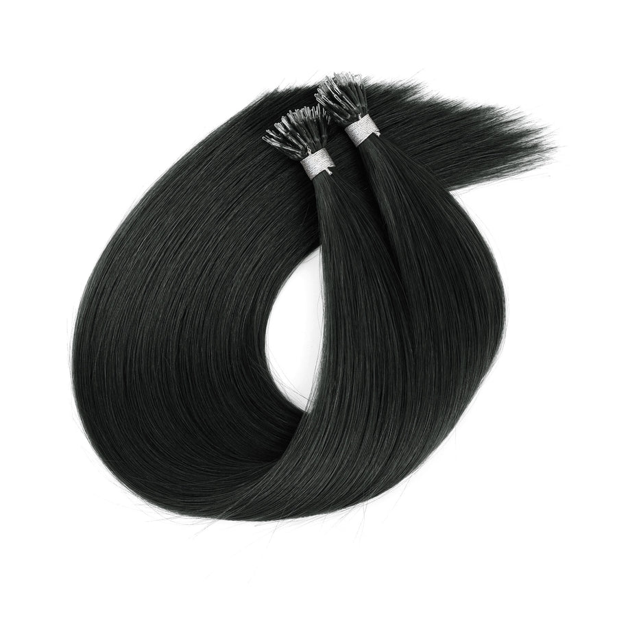 Virgin Nano Ring Hair Extensions 1# Jet Black