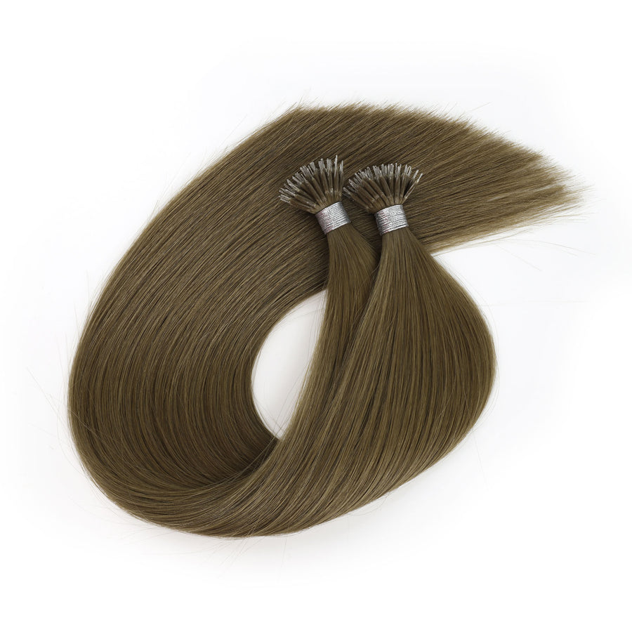 Virgin Nano Ring Hair Extensions 3# Medium Ash Brown