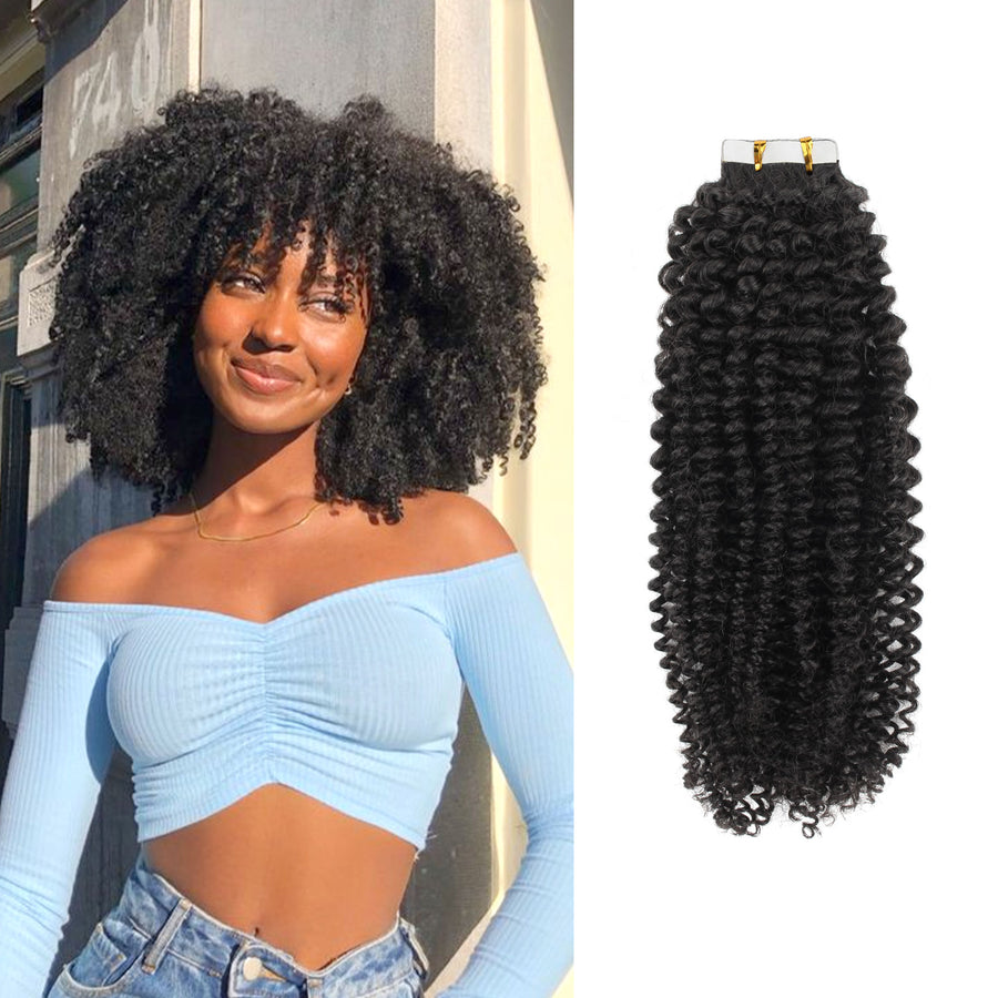 Kinky Curly Tape In Hair Natural Black