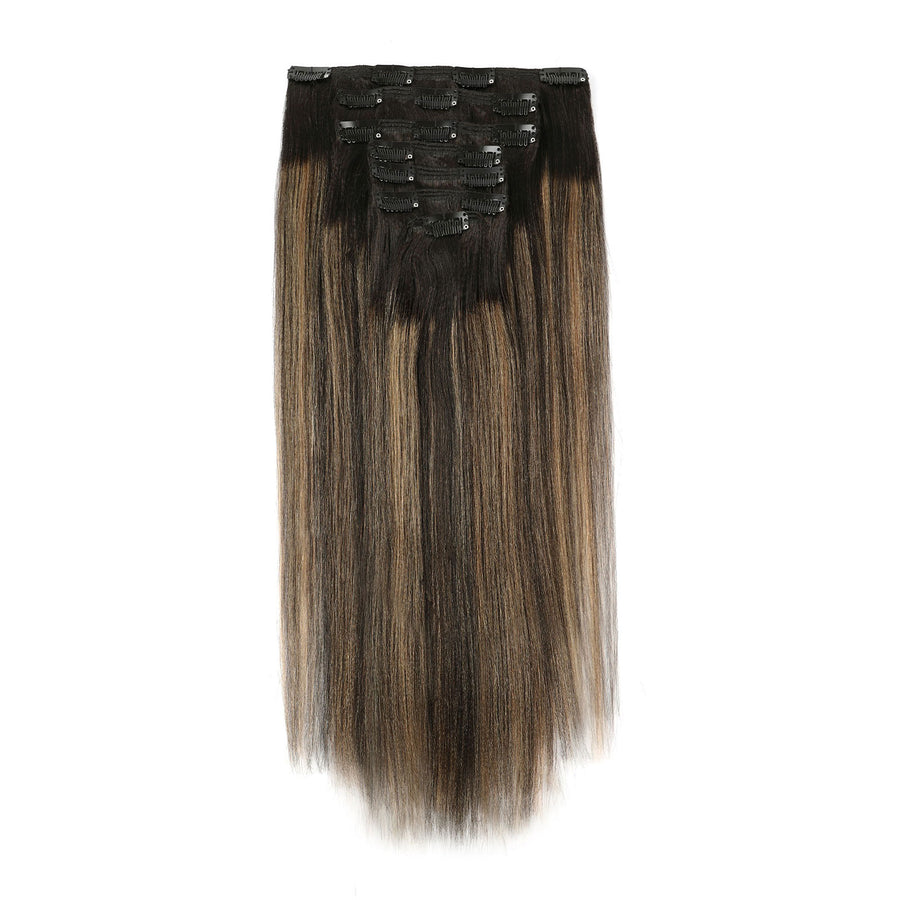 Clip in Hair Extension Yaki Straight 1BT1BP27#