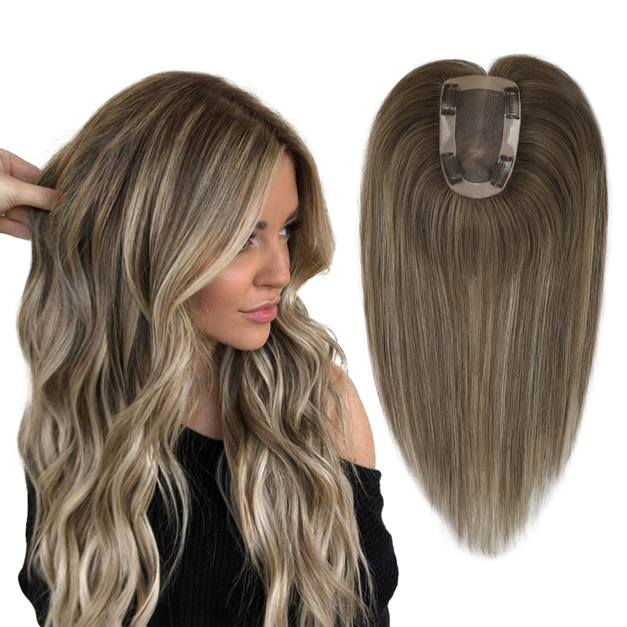 3 x 5" Mono Top Hair Topper Balayage Color 8C/60#