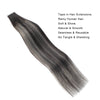 Tape In Hair Extension Rooted Highlights 1BT1B/silver