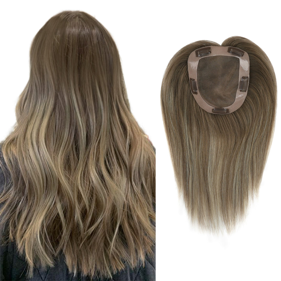 5 x 6" Mono Top Hair Topper Balayage Color 8C/60#