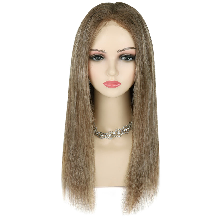 Silk Top Lace Front Wig 100% Virgin Human Hair Highlights Color 8C/60#