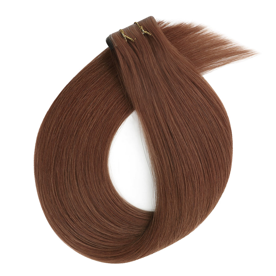 Virgin Invisible Tape in Hair Extensions Dark Auburn #30