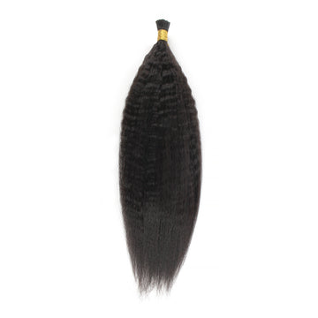 Kinky Straight I Tip Hair Extensions Natural Black