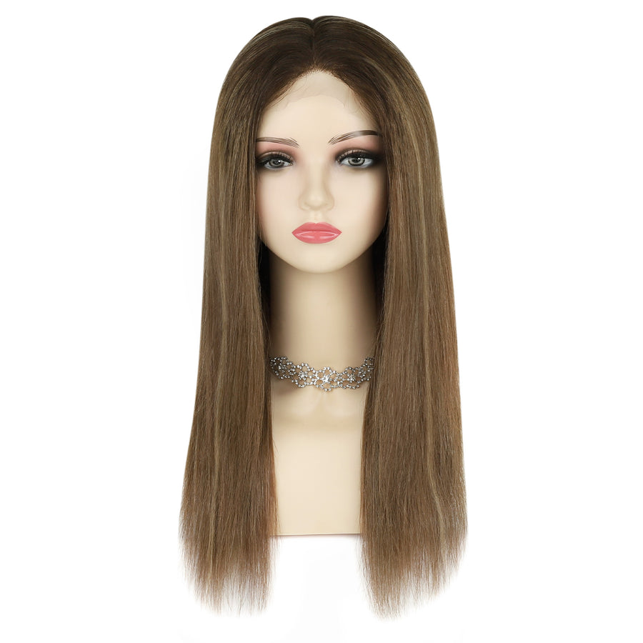 Silk Top Lace Front Wig 100% Virgin Human Hair Balayage Color B2/8#
