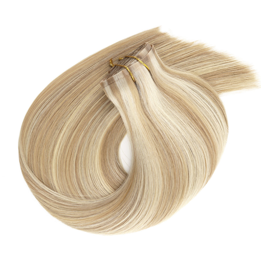 Seamless PU Clip in Extensions Virgin Hair Highlights P8/60#
