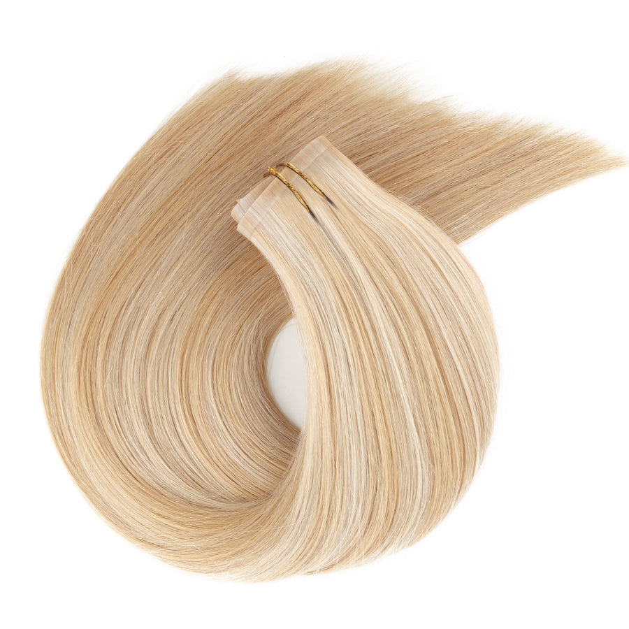 Seamless PU Clip in Extensions Virgin Hair Highlights P18/613#