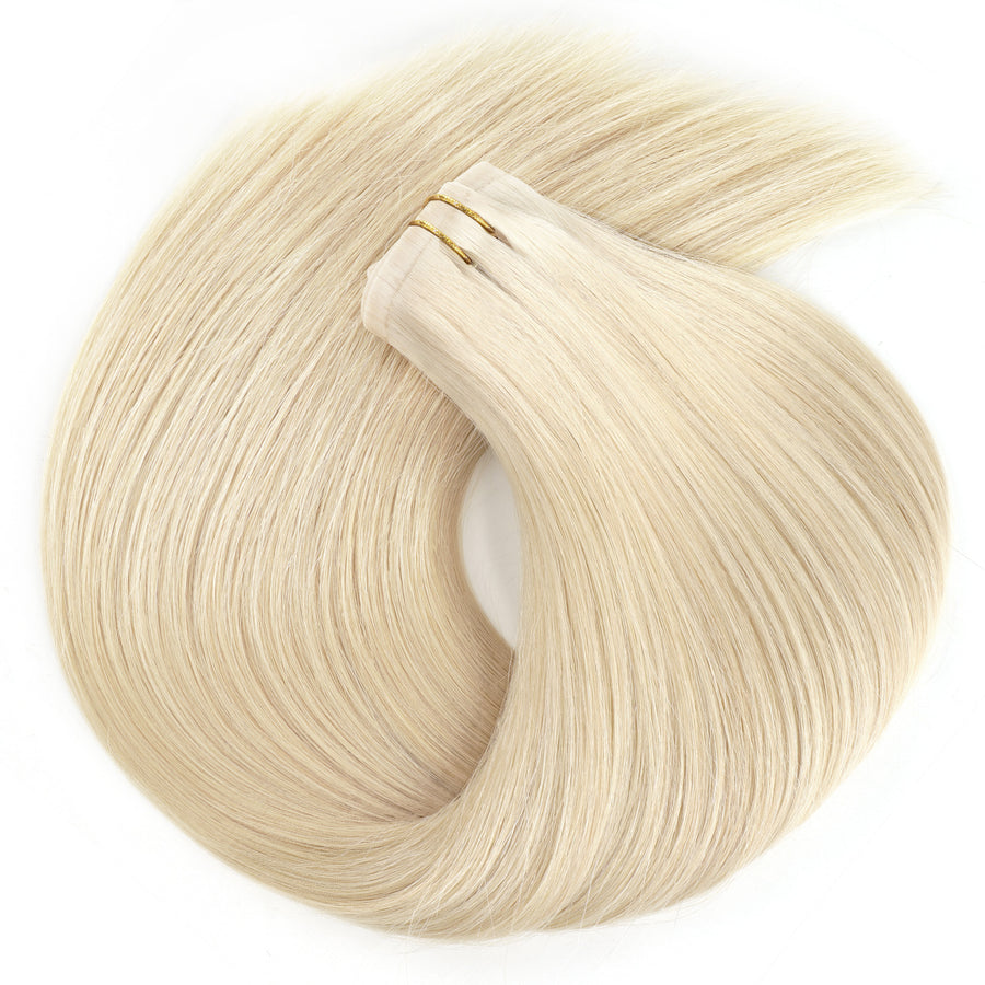 Seamless PU Clip in Extensions Virgin Hair 60# Light Blonde