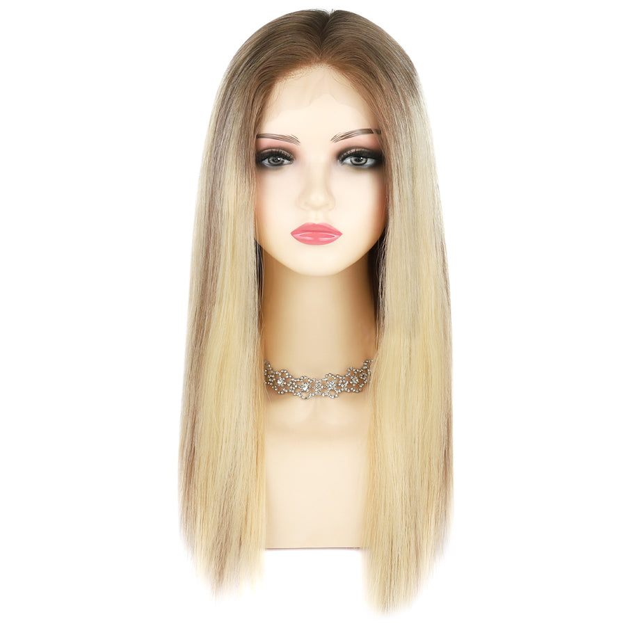 Silk Top Lace Front Wig 100% Virgin Human Hair Balayage Color B2/60#