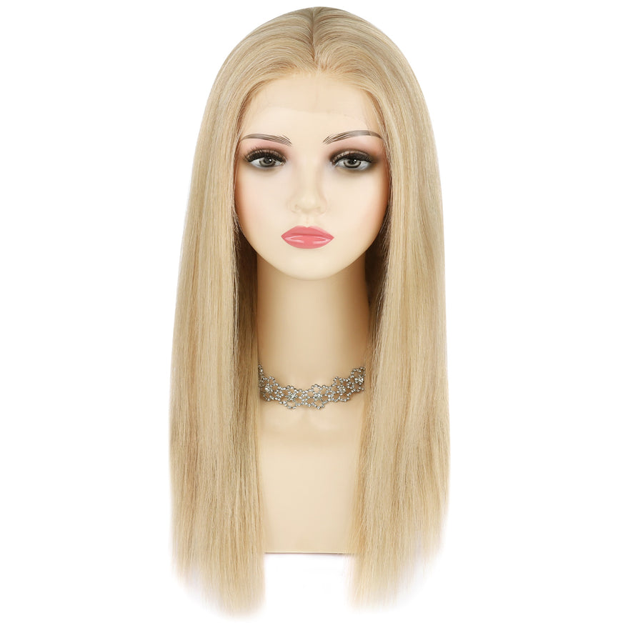 Silk Top Lace Front Wig 100% Virgin Human Hair Highlights Color P8/16#