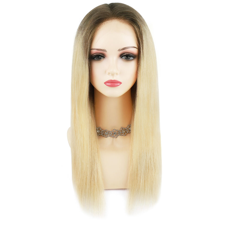Silk Top Lace Front Wig 100% Virgin Human Hair Ombre Color T4/60#