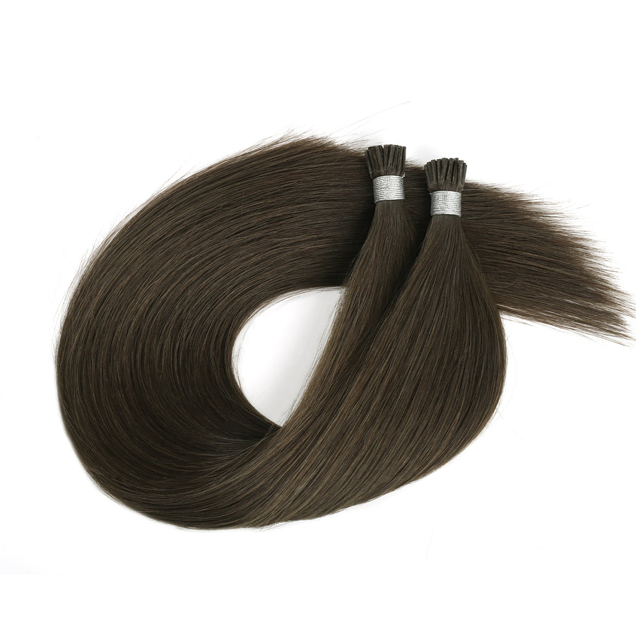 I Tip Hair Extensions Virgin Hair 2A# Dark Chocolate Brown