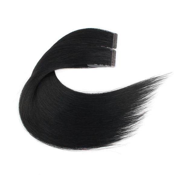 Jet Black (#1) Virgin Tape  In Hair Extensions