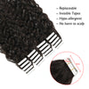 Curly Tape In Hair #1B Off Black 18 inch