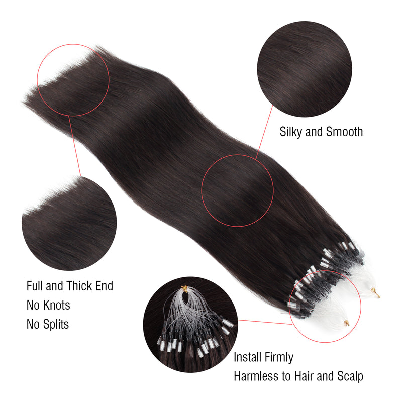 Micro Loop Hair Extensions #1B Off Black | AmazingBeautyHair