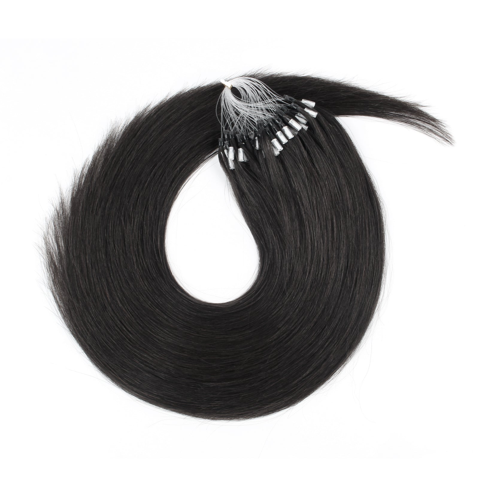 NEW Whole Head 22” Soft Black Silicone Micro Loop Hair Extensions NEW Whole Head 22” Soft Black Silicone Micro Loop Hair  main image 3