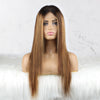 4x4 Transparent Lace Closure Wig Silky Straight Wigs Highlights 4/27#