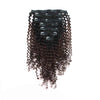 Clip in Hair Extension Kinky Curl Ombre Natural Black to Chocolate Brown