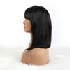 Bob Wigs with Bang 4X4 Lace Wigs Silky Straight Human Hair Wigs Natural Black 150% Density