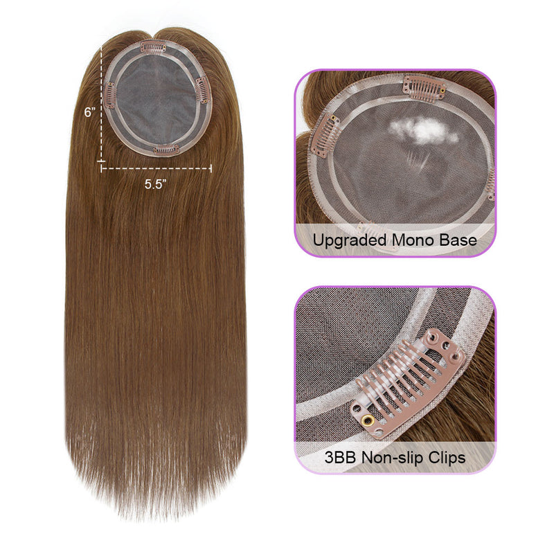 5.5 x 6" Mono Top Hair Topper Color 4#