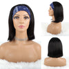 Bob Wigs with Headband Silky Straight Hair Wigs Natural Black 150% Density