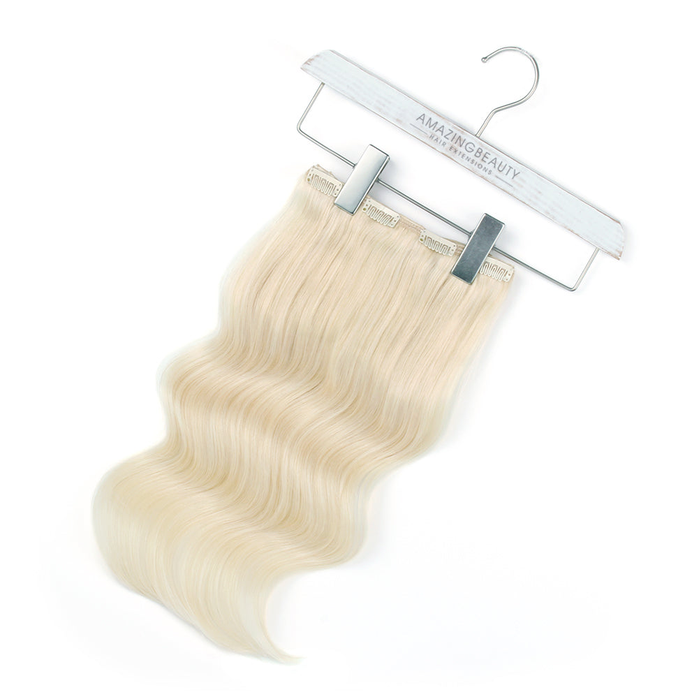 220g Platinum Blonde 60# Clip In Hair Extensions 22"