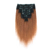 Clip in Hair Extension Kinky Straight Ombre Natural Black to Light Auburn