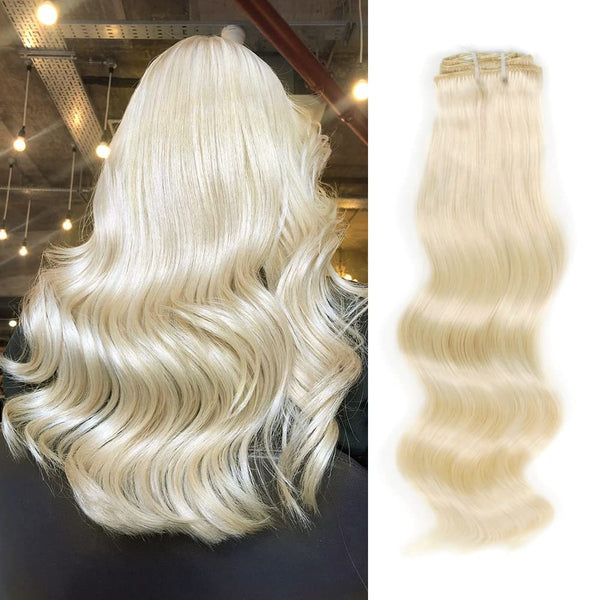 105G Platinum Blonde 60# Clip in Hair Extensions