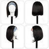 Bob Wigs with Headband Silky Straight Hair Wigs Natural Black 150% Density