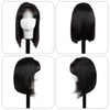 Bob Wigs with Bang 4X4 Lace Wigs Silky Straight Human Hair Wigs Natural Black 150% Density