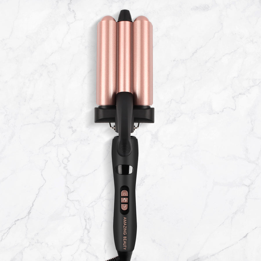 Rose Gold Wavy Baby Triple Barrel Waver Curling Irons