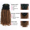 Clip in Hair Extension Jerry Curl Ombre Natural Black to Light Auburn