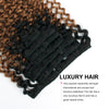 Clip in Hair Extension Jerry Curl Ombre Natural Black to Light Auburn