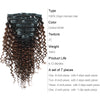 Clip in Hair Extension Jerry Curl Ombre Natural Black to Chocolate Brown