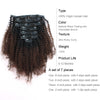 Clip in Hair Extension Afro Kinky Curly Ombre Natural Black to Chocolate Brown