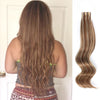 Tape In Hair Extension P #4/#12 Medium Brown Highlights Golden Brown