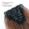 Clip in Hair Extension Afro Kinky Curly Ombre Natural Black to Light Auburn