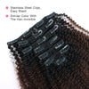 Clip in Hair Extension Afro Kinky Curly Ombre Natural Black to Chocolate Brown