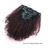 Clip in Hair Extension Afro Kinky Curly Ombre Natural Black to Dark Wine