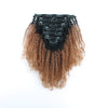 Clip in Hair Extension Afro Kinky Curly Ombre Natural Black to Light Auburn