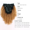 Clip in Hair Extension Afro Kinky Curly Ombre Natural Black to Strawberry Blonde