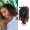 Clip in Hair Extension Kinky Curl Ombre Black to Chocolate Brown--Only For Order Over $269