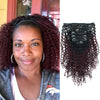 Clip in Hair Extension Kinky Curl Ombre Off Black to Dark Wine