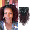 Clip in Hair Extension Kinky Curl Ombre Off Black to Dark Wine 16&18 Inch