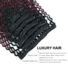 Clip in Hair Extension Kinky Curl Ombre Off Black to Dark Wine