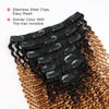 Kinky curly clip in hair extensions ombre N/27# 16"|var-31590235504712