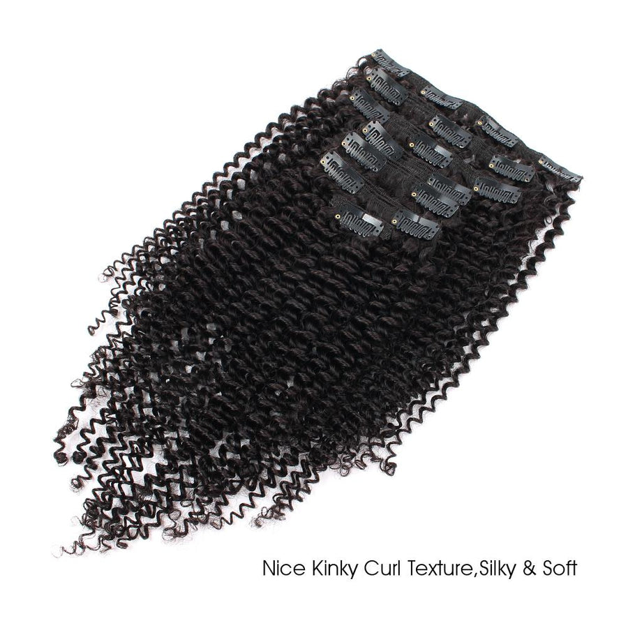 Kinky curly clip in extensions natural black 14"|var-31634484691016